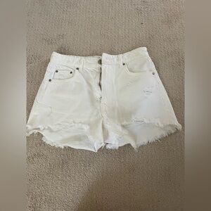 Zara white high rise jean shorts